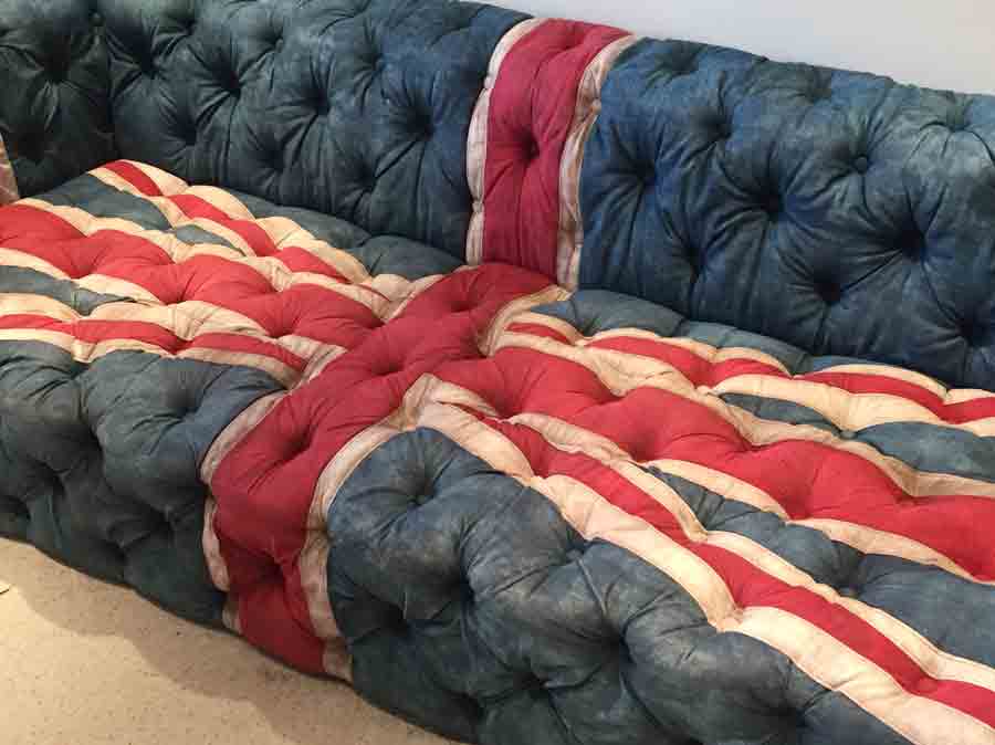 Denim sofa after steam cleaning